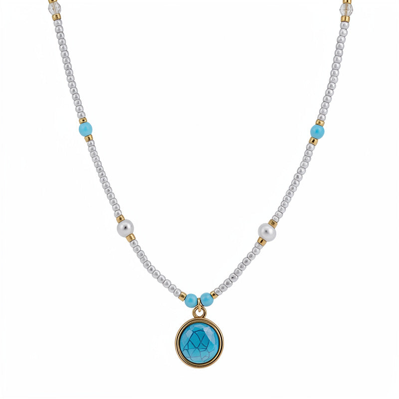Turquoise Pearl Gold Necklace