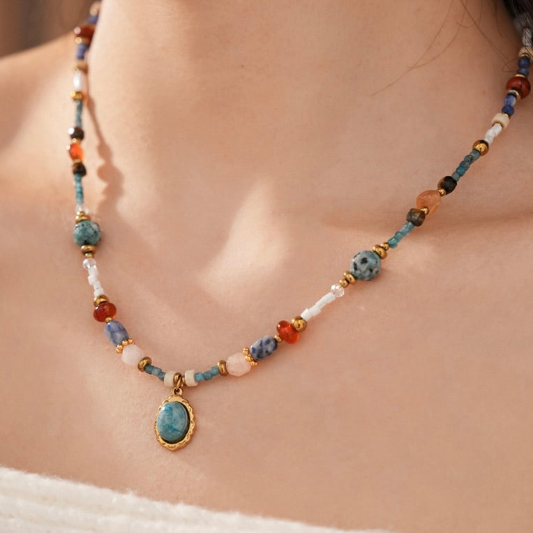 Blue Beads Choker Necklace
