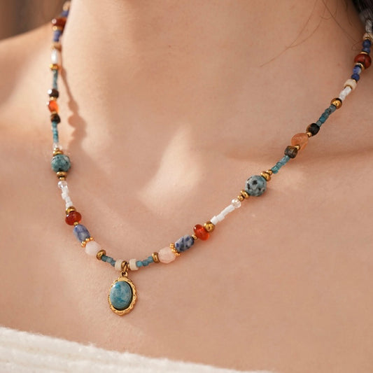 Blue Beads Choker Necklace
