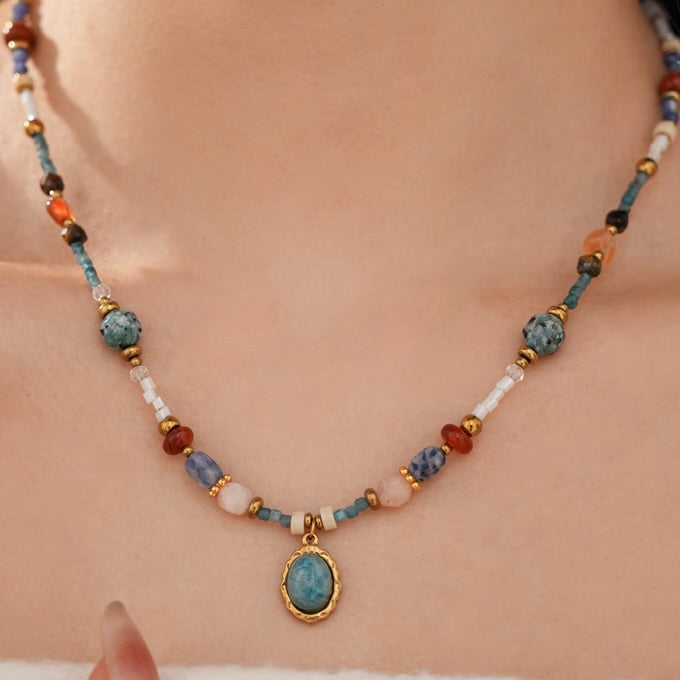 Blue Beads Choker Necklace