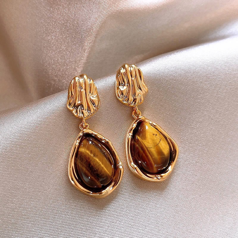 Gold Water Drop Dangle Earrings