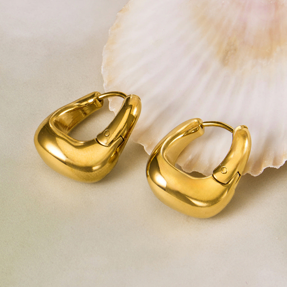 Teardrop Dome Thick Minimalist Bold Hoop Earrings